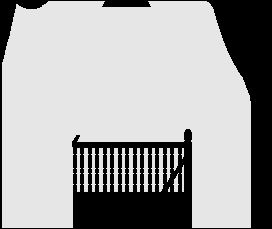 Image file R05S, sprite stencil shape image for room 5. It shows a black-and-white image of staircase railings.